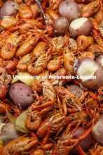 Crawfish await diners for the Mardi Gras special meal at East Campus Dining Center. February 25, 202