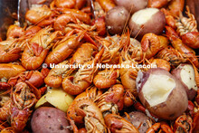 Crawfish await diners for the Mardi Gras special meal at East Campus Dining Center. February 25, 202