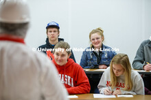 Professor Gary Sullivan leads the ASCI 100 Meats 2 course in a Processed Meats lab. The class made h