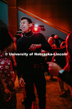 Huskers dance in formal attire during the 2020 OASIS Love Gala in the Wick Alumni Center. It is the 