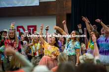 Morale Captains pumping up the crowd. University of Nebraska–Lincoln students exceeded their goal,