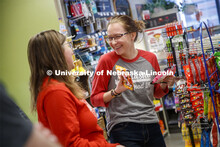 Harper Dining Center photo shoot. Young women buying snacks at Herbie’s Market. March 3, 2020. 