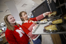 East Campus Dining Center photo shoot. Students eating and socializing at the East Campus Dining Cen