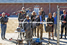 A tethered drone is demonstrated for Senator Deb Fischer Friday afternoon. The drone is tethered so 