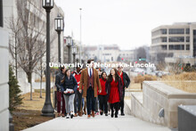 NU Advocacy Day at the Capitol. Students walking to the Nebraska State Capitol. March 10, 2020. 
