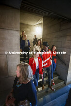 Students descend to the rotunda to meet senators during NU Advocacy Day in the Capitol. March 10, 20