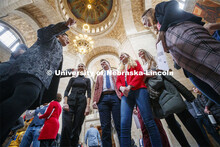 Senator Patty Pansing Brooks talks with a group of UNL students in the Capitol rotunda. NU Advocacy 