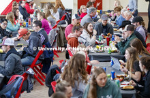 Students eating at Lunch In The Lobby in the Animal Science building lobby is part of CASNR week. Ma