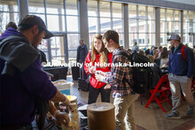 Miranda Mueller smiles after getting a root beer float as part of Lunch In The Lobby in the Animal S