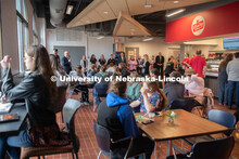 IANR Vice Chancellor, Michael Boehm, addresses the crowd at the ice cream social. CASNR Week Ice Cre