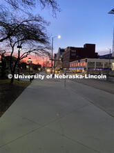 Downtown Lincoln at 12th and Q Streets, sunrise. March 17, 2020. 