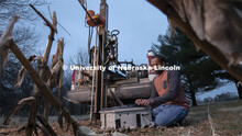 Nuwan Wijewardane, postdoctoral researcher in biological systems engineering, prepares to gather dat