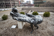 Pieta sculpture, outdoor sculptures on city campus. March 26, 2020. 