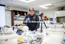 Mark Behrens, Research Lab Manager in Biochemistry, records his BIOC 401L - Laboratory for Elements 