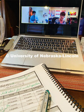Because of the COVID-19 virus impact on campus, Diane Barger, professor of clarinet, works from home