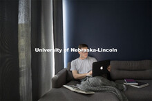 Senior Journalism major, James Wooldridge, studies in his Lincoln apartment. March 30, 2020. 