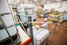 Jan Tenbensel, chair of the Nebraska Ethanol Board, directs Russell Parde from the Food Processing C