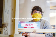Grace Ellis, a sophomore in secondary education from Waverly, Nebraska, stayed on campus to serve as