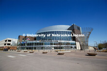 Exterior views of Pinnacle Bank Arena located in the Haymarket of downtown Lincoln, Nebraska. April 