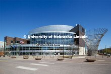 Exterior views of Pinnacle Bank Arena located in the Haymarket of downtown Lincoln, Nebraska. April 
