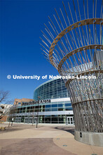 Exterior views of Pinnacle Bank Arena located in the Haymarket of downtown Lincoln, Nebraska. April 