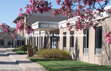 Spring trees and flowers bloom on East Campus near Ruth Staples Child Development Lab. April 21, 202