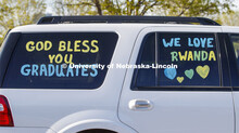 Christ Place Church families gave the Rwandan students a vehicle parade to help celebrate the gradua