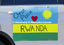 Christ Place Church families gave the Rwandan students a vehicle parade to help celebrate the gradua