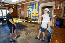 Noah Wilger, sophomore from Lincoln, gives a tour to incoming freshman Joe Vacek. Sigma Chi recruitm