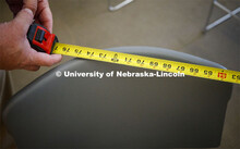 Avery Hall classrooms are being measured for fall social distancing of students. June 1, 2020. 