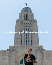 Marshawna Kapke recites a poem to the crowd of protestors outside the Nebraska State Capitol on Satu