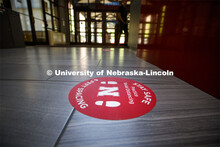 Symptoms guidelines and social distancing signs are strategically placed throughout the Rec Center. 