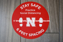 Symptoms guidelines and social distancing signs are strategically placed throughout the Rec Center. 