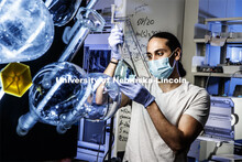 A student in Alexander Sinitskii's chemistry lab. June 22 2020. 