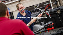 Brittany Duncan, assistant professor of Computer Science and Engineering, discusses drone equipment 