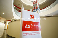 Hand Sanitizer stations are available throughout the Nebraska Union. July 13, 2020. 