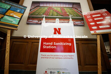 Hand Sanitizer stations are available throughout the Nebraska Union. July 13, 2020. 