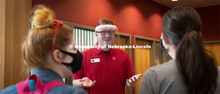 David Strang, an events associate with Academic Services and Enrollment Management, wears a face shi