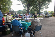 Vendors selling their goods at the F Street Farmers Market in Lincoln, Nebraska. July 21, 2020. 