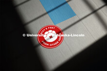 Stickers with elephant feet help patrons keep social distancing in the museum. The Nebraska State Mu