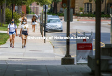 Anamaría Guzmán and Shridula Hegde walk through city campus. August 4, 2020. 