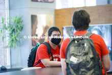 Photo shoot of students on city campus display mask wearing, social distancing. Students wearing mas