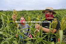 Mackenzie Zwiener, graduate student in agronomy and horticulture, and Professor James Schnable discu