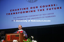 NU President Ted Carter gives his remarks at his investiture ceremony. Nebraska University President