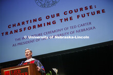 NU President Ted Carter gives his remarks at his investiture ceremony. Nebraska University President
