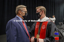 UNL Chancellor Ronnie Green and NU President Ted Carter talk following the investiture ceremony. Neb