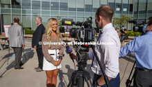 Sydney Long, a senior in the Hospitality, Restaurant and Tourism Management program, is interviewed 