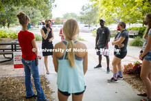 CASNR Dean Tiffany Heng-Moss talks with students during the CASNR Launch. CASNR Launch for new stude