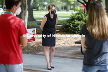 CASNR Dean Tiffany Heng-Moss talks with students during the CASNR Launch. CASNR Launch for new stude
