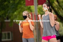 Freshman Victoria Huffman (right) dances during Wellness Fest at Meier Commons. August 22, 2020. 